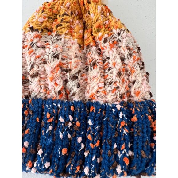 Polar Extreme Yellow Pink Orange Blue Speckled Pom Pom Beanie OSFM - Picture 3 of 6
